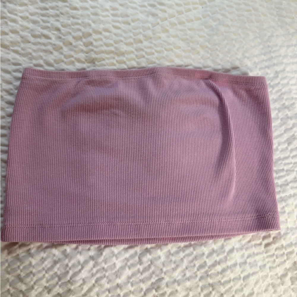 Pink Ribbed Women's Tube Top